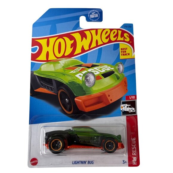 Hot Wheels Lightnin Bug HW Rescue 2024 Green Orange 1:64 Diecast Car - Picture 1 of 7